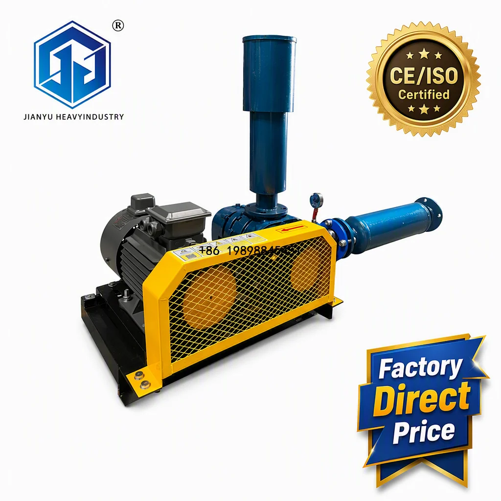 Three Lobe Roots Blower High Pressure for Aquaculture Fish Pond Oxygenation OEM Support Roots Blowers