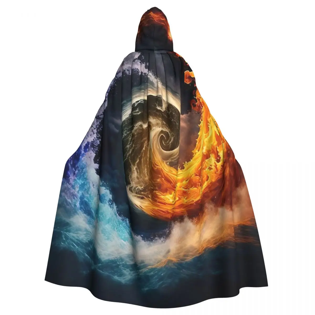 

Elemental Storm Hooded Cloak Halloween Party Cosplay Woman Men Adult Long Witchcraft Robe Hood