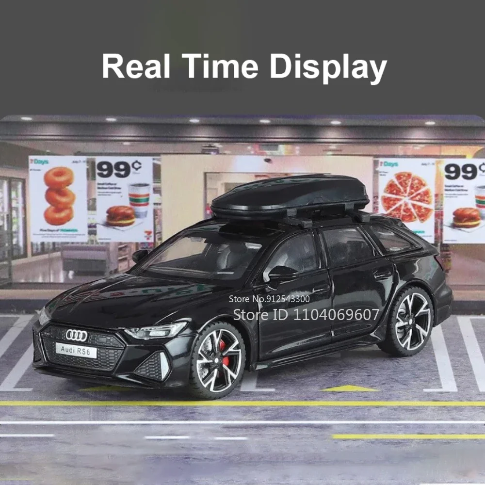 1/32 RS6 Car Model Toy Alloy Diecast Simulation with Shock Absorption Sound Light Door Opened Vehicle Model Birthday Kids Gifts