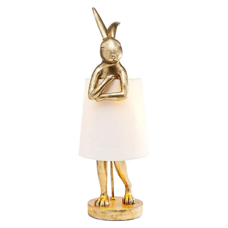 

Resin Apron Rabbit Lamp Creative Lifelike Animal Lamp Bedroom Study Restaurant Art Night Stand Cute Room Decor Light