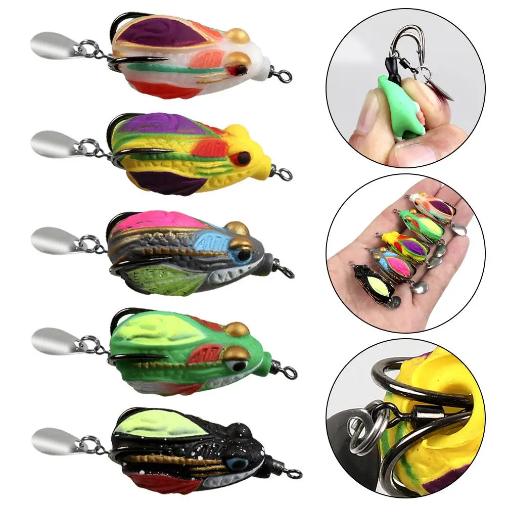 3cm Outdoor Fishing Bait Thunder Frog Lure, Soft Lure For Bass Shape Luya Floating Long Cast Tackle Strengthened Flat Hook P7N7