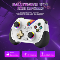 RGB 3D Hall Joystick for Switch for SteamDeck for PS3 PS4 Dual Vibration Wireless Game Controller with Turbo Programmable