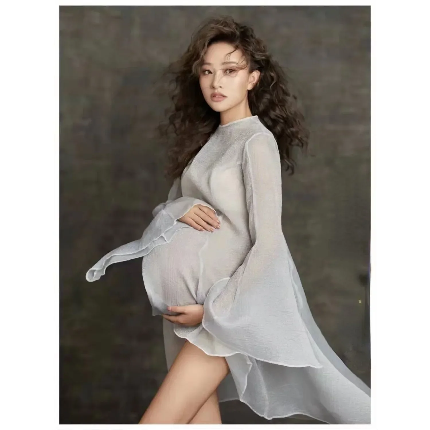 Women Photography Props Perspective Maternity Dresses Elegant Pregnancy Dress Studio Shooting Clothes Photo Props