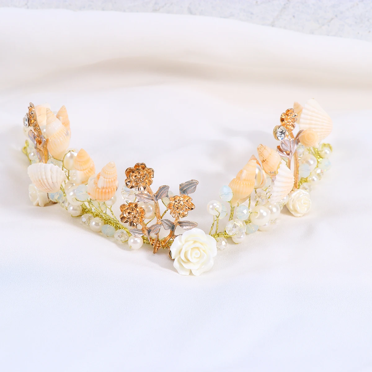 

Pearl Headband Crown Bride Gorgeous Bride Crown Color Flower Alloy Women Wedding Party Prom Elegant Shining Unique