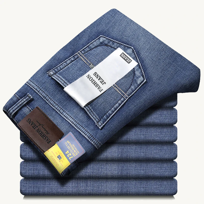 High Quality Autumn Winter Men's Jeans Classic Retro Black Denim Pants Work Streetwear Straight Stretch Business Cotton Trousers