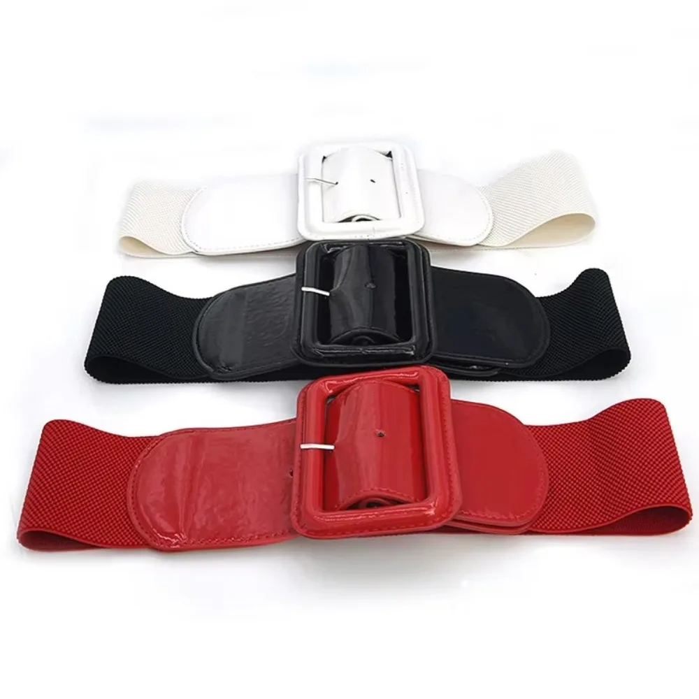 Fashion Plus Size Stretch Cummerbunds Wide Side Leather Corset Belt High Quality Elastic Dress Waistband For Women
