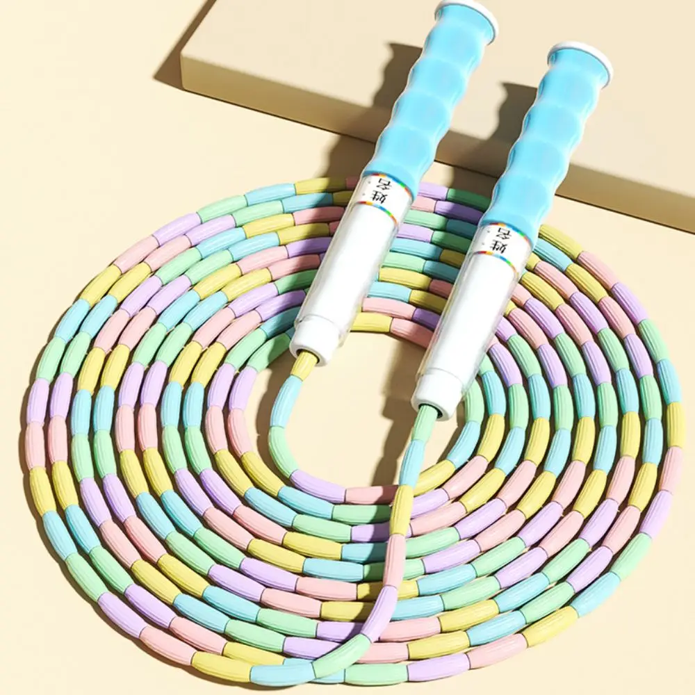 Bamboo Joint Soft Bead Skipping Rope Anti-Skid Solid Color Segmented Fitness Jump Rope Unisex Anti Slip Sports Rope