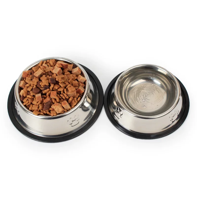 

Puppy Stainless Steel Anti Slip Dog Food Pet Bowl Pet Supplies Round Large Footprint Dog Bowl Food Container Dog Accessories