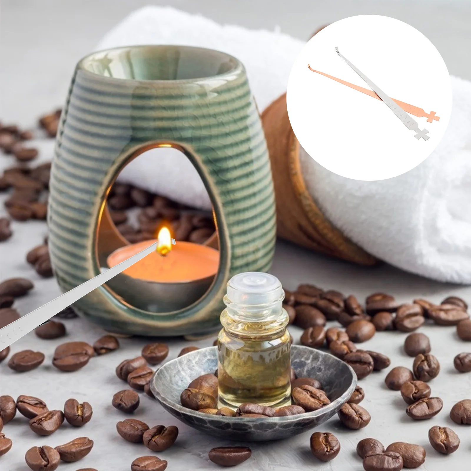 

2Pcs Wick Dipper Extinguisher Stainless Steel Smokeless Gift for Lovers Portable Extinguish Dippers