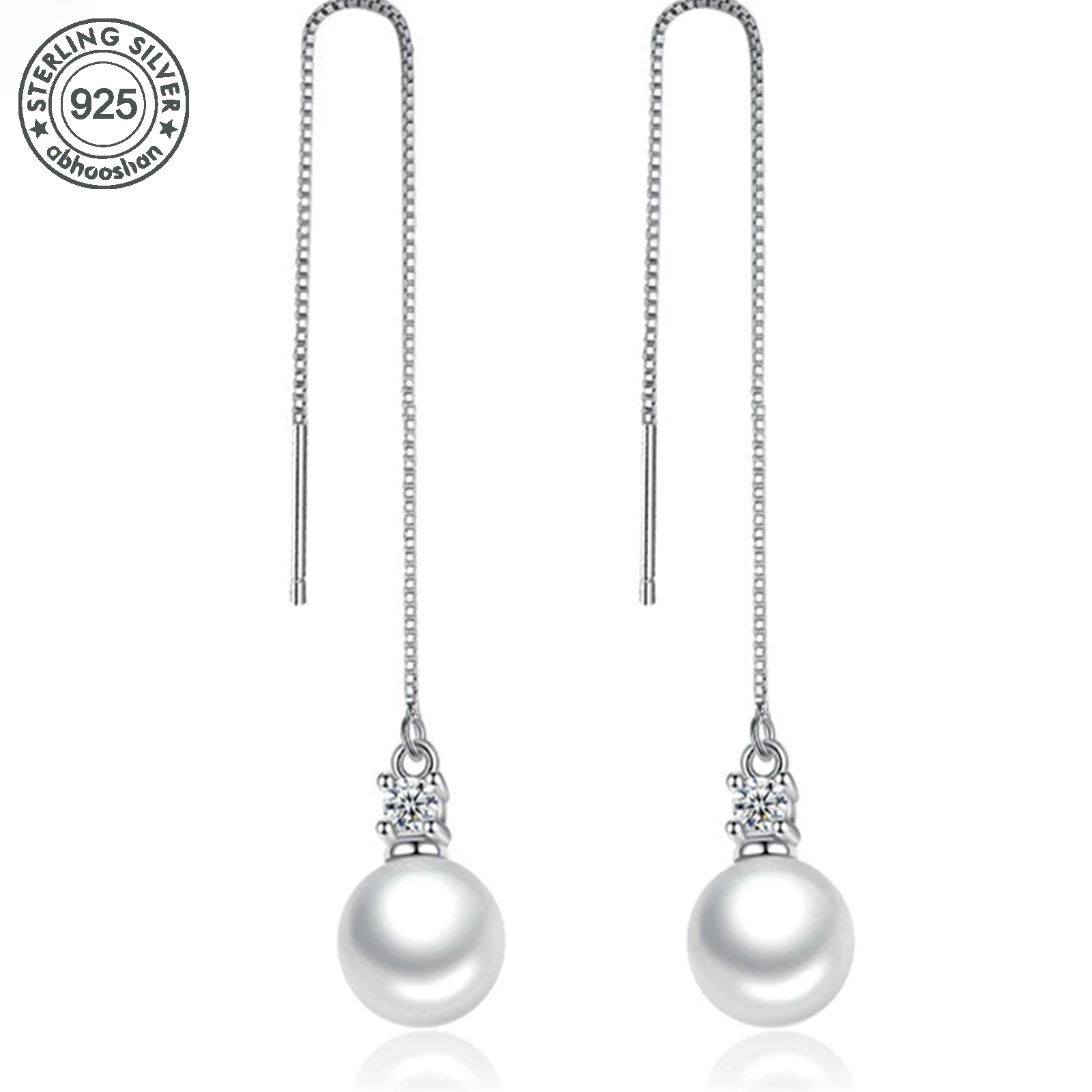 

Серебро 925, серьги с подвесным жемчугом, женские серьги с пресноводным жемчугом и синтетическим цирконием. Подходит для женщин и г.