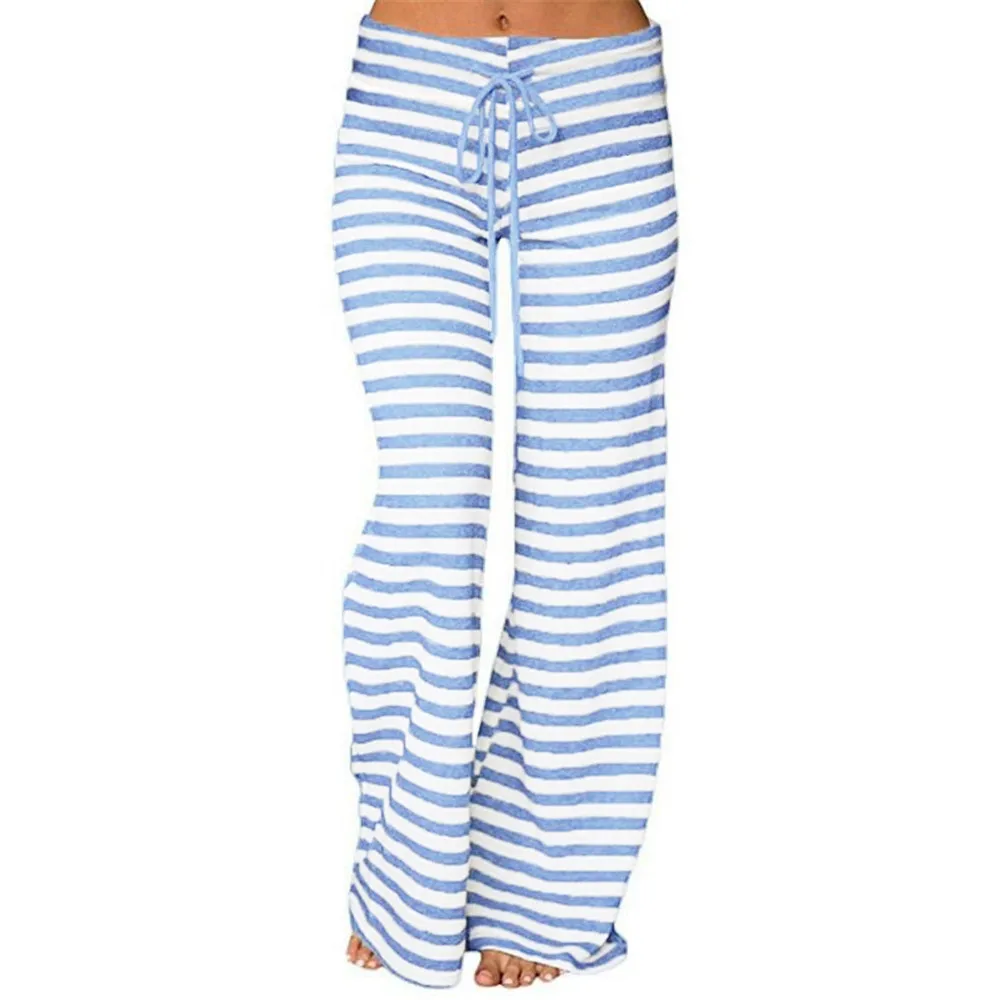 Fashion Striped High Waist Elastic Loose Wide-leg Sports Pants Women\'s Quick-drying Pants Large Size Pants 2024 Ladies Leggings