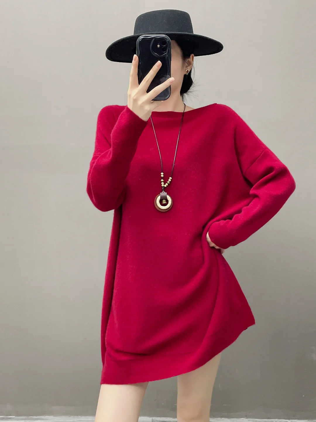 

Faionable Oversized Midi Camere Sweater Women's Butt Covering Yoga Pants Matching Trendy Korean Sle Commute Pure Camere