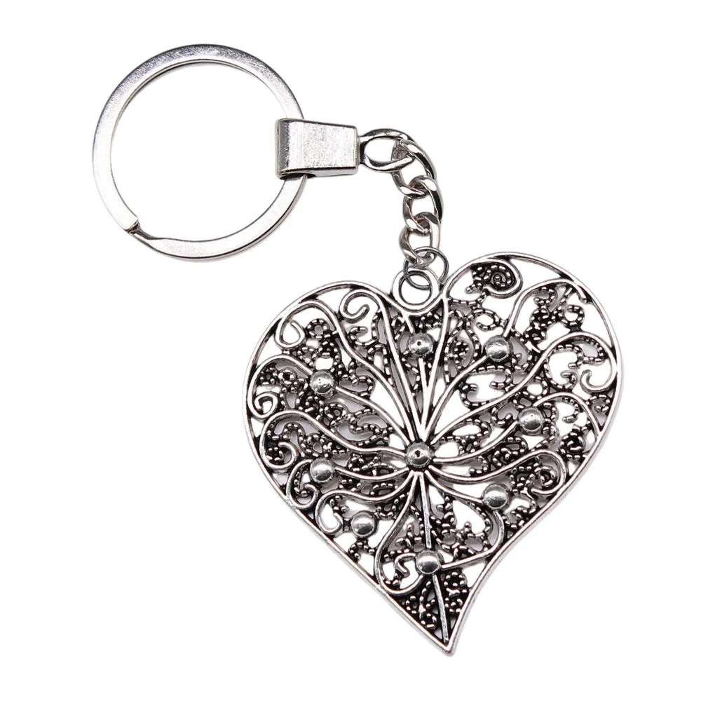 1pcs Big Hollow Carved Heart Keychain On The Phone Ornaments Jewellery Making Supplies Items Ring Size 30mm