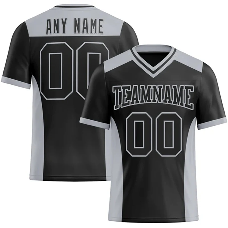 2025 Custom American Football Jersey Black White Men Women Kids Personalized Printed Team Name Number Sports Uniform Fans Gift