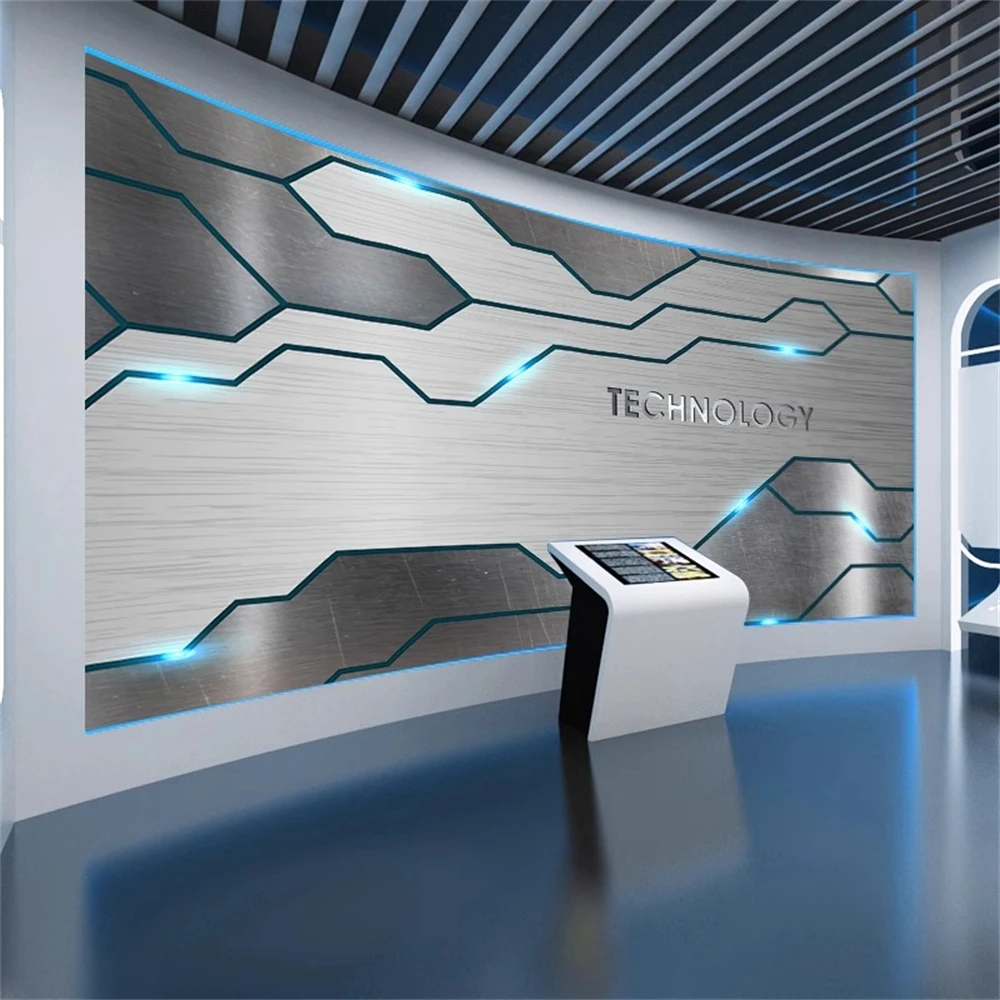 custom Technology sense company front desk exhibition hall wall paper office studio wallpaper 3D e-sports internet cafe bar KTV