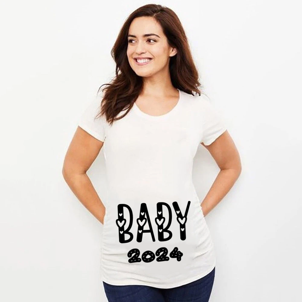 Baby Loading 2024 Printed Maternity T Shirt Pregnant Clothes Summer T-shirt Pregnancy Announcement Tops Shirts New Mom Tshirts