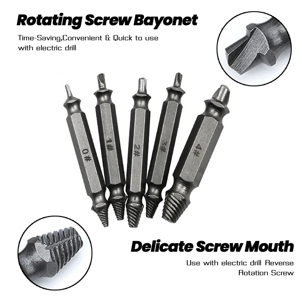 4/5/6PCS Beschädigte Schraube Extractor Drill Set Titan Doppel Seite Abisolierte Gebrochene Schraube für Holzbearbeitung Bolzen Leicht Entferner Werkzeuge