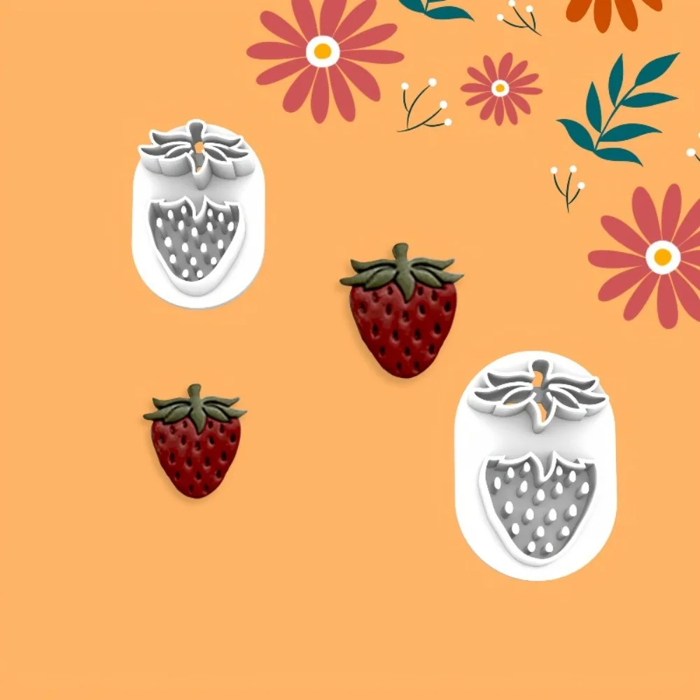 2Pcs Strawberry Polymer Clay Cutters Hollow Berry & Leaf Molds for Boho DIY  Handmade Earrings Necklaces & Keychains  Crafts - view 6