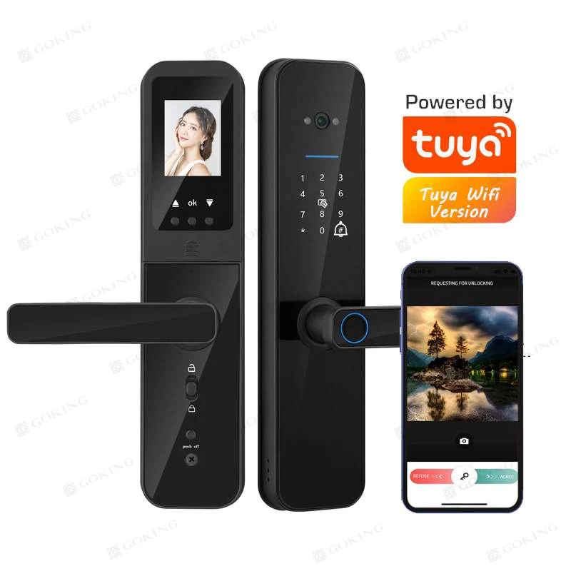 Goking Security Digit Electronic Handle Digital Tuya Cerraduras Inteligentes Con Wifi Fingerprint Smart Door Locks with Camera