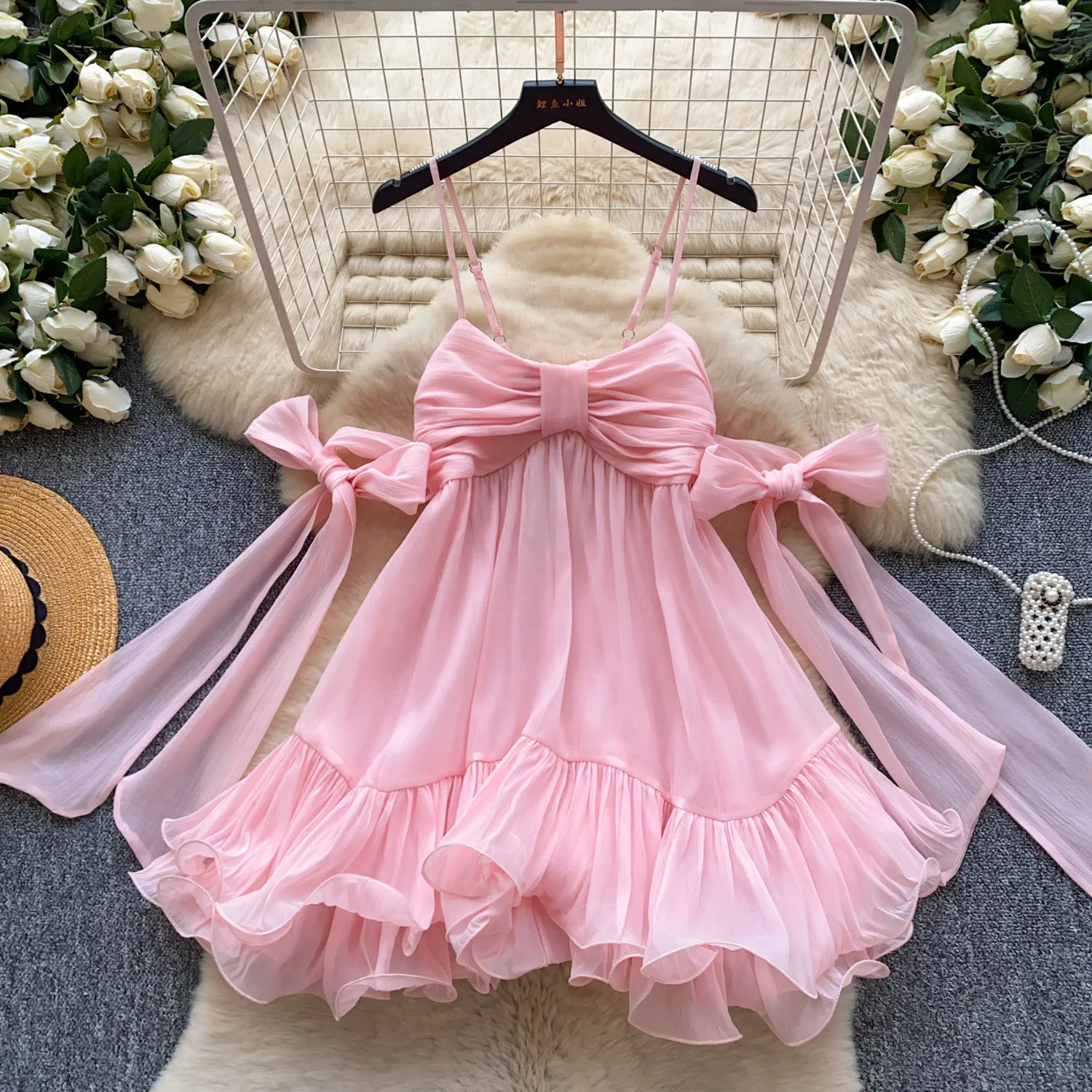 

Short Dress Women Dresses A Line Vestidos Bow Sweet Y2k Streetwear Sleeveless Ruffles Elegant Splice Party Night Work 2026