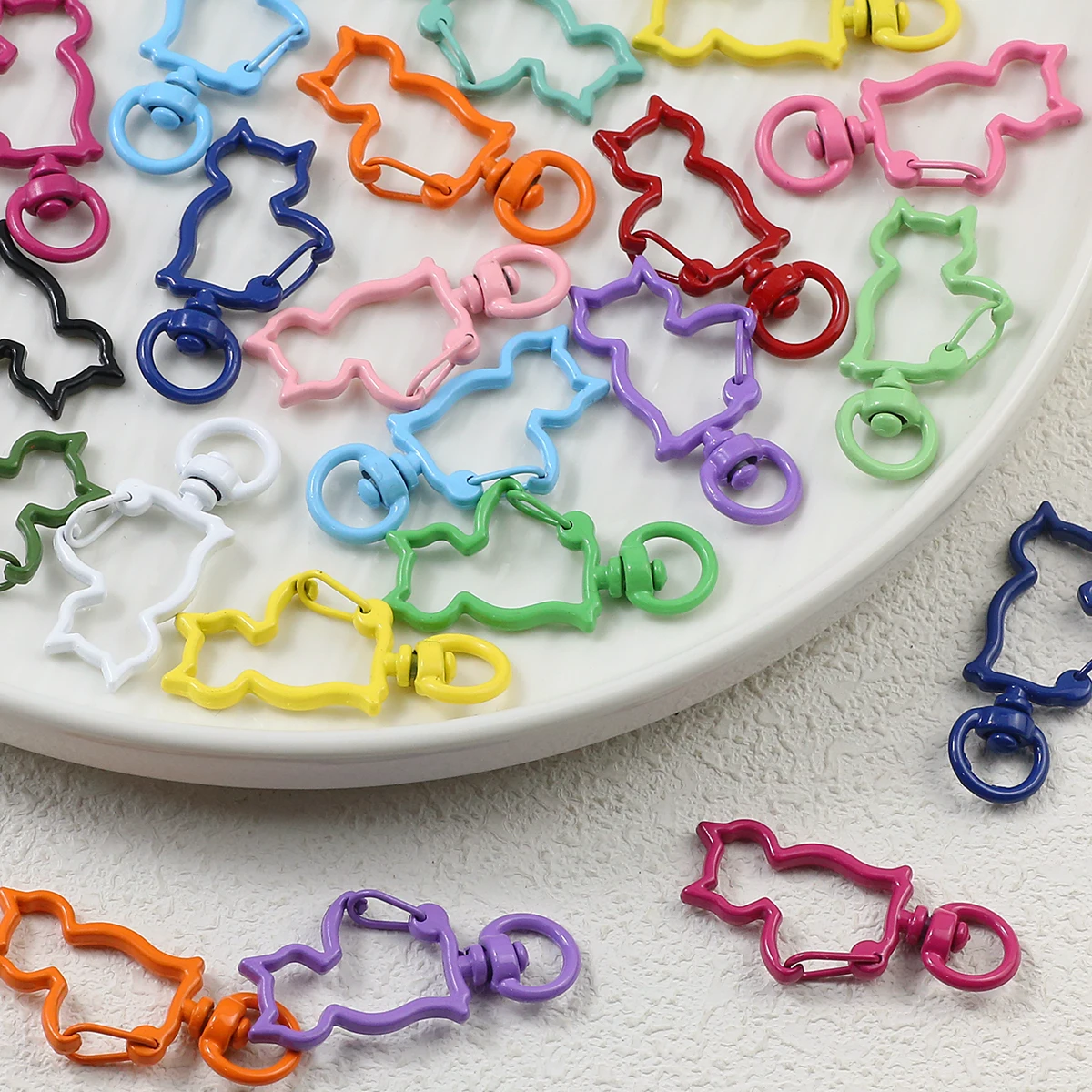 3~9PCS 40MM Colourful Baking Varnish Zinc Alloy Cat Lobster Clasp Swivel Clasp For Making Keychain Pendant Jewelry Accessories