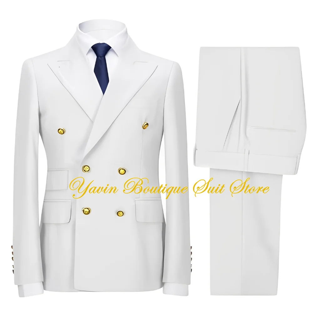 Men\'s Suit 2 Pieces Double Breasted Suit Men Slim Fit Suit Blazer Pants Wedding Prom Suit for Men