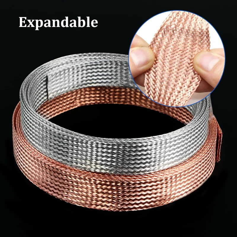 1~20m Copper Braided Sleeve 2 4 6 8 10 12 14 16 18 20 25 28mm Pure Copper Tinned Copper Expandable Shielded Signal Metal Sheath