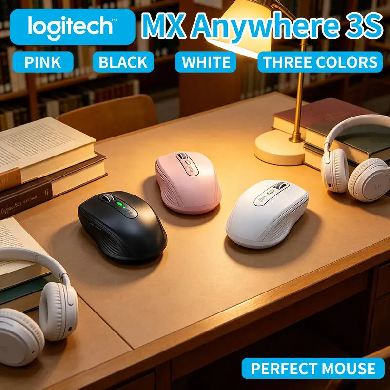 Logitech MX Anywhere 3S Wireless Mouse - 8000 DPI, MagSpeed Scroll, Multi-OS Compatibility, Travel-Friendly Design