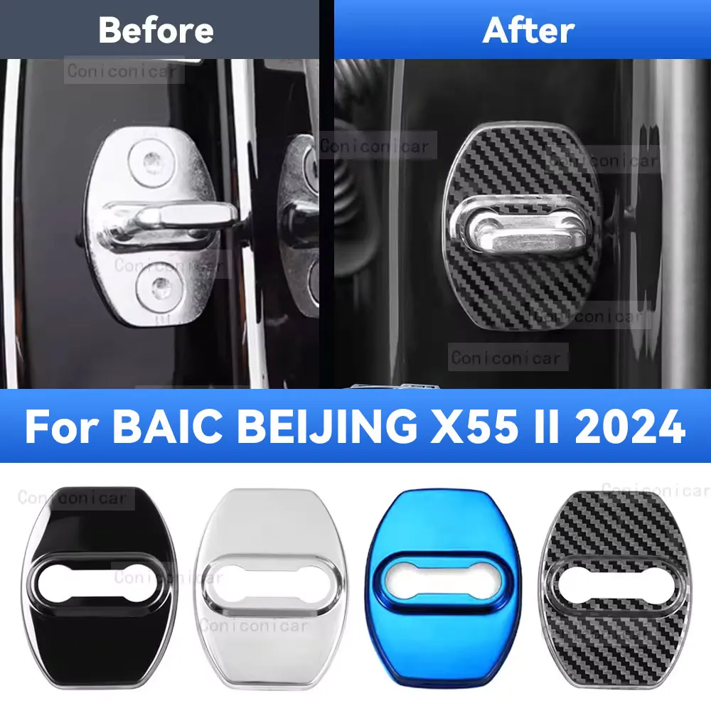 Car Door Lock Protector Cover Stainless Steel For BAIC BEIJING X55 II 2024 Protect Buckle Anti-rust Decoration Accessories