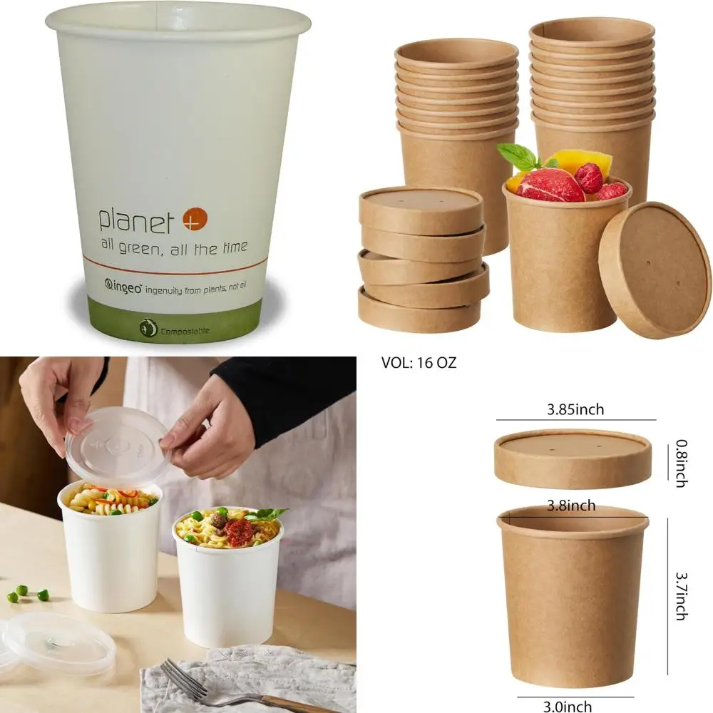 

100% Biodegradable PLA Coated 8oz Hot Cups, 500 Pack, Compostable Disposable Cups for Eco-Friendly Use
