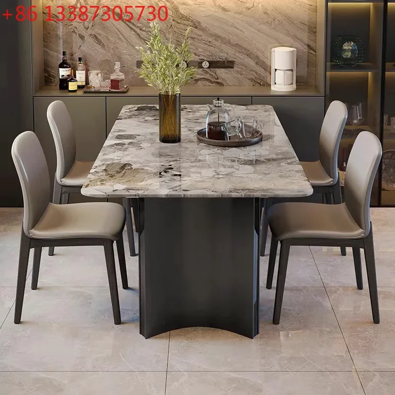 Italian high-end light luxury marble dining table Modern simple rectangular household dining table