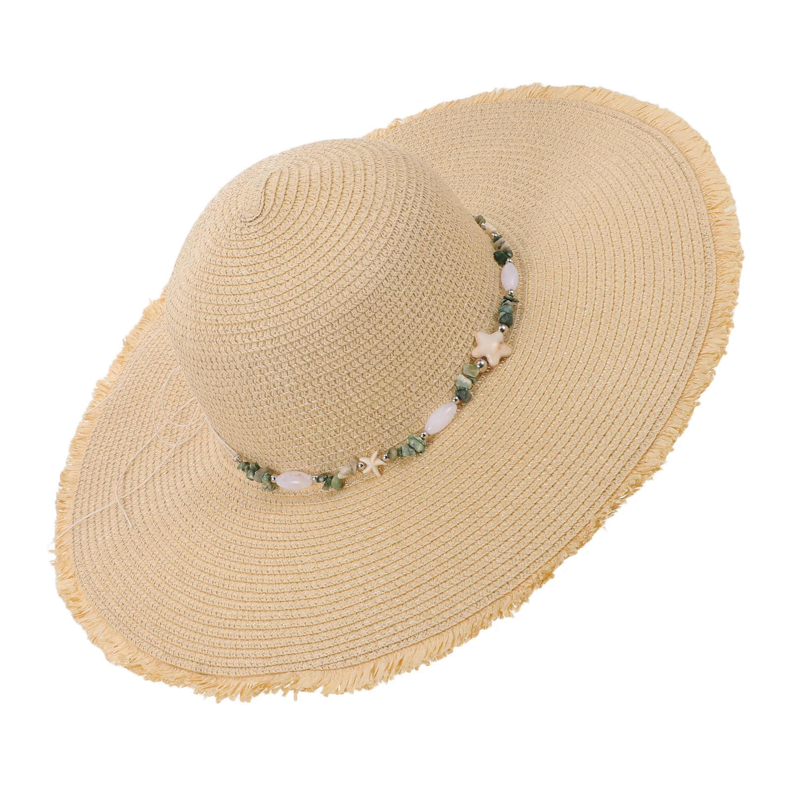 

Big Brim Sun Hat Straw Beach Hats for Women Oversized Fringe Wide Ladies Sunhat Holiday Vacation