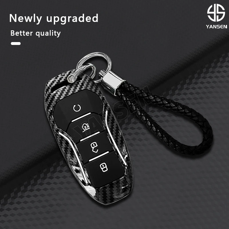 ABS Carbon fiber Key Case  For BYD Qin Song Plus Tang Han DM-p ATTO3 Seal U Dolphin EV Remote Car Key Cover Protective Shell