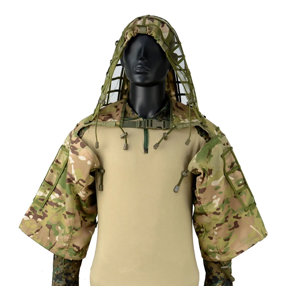 Ghillie Suit Foundation Tactical Sniper Coat Viper Hoods Camouflage Clothes For Airsoft Paintball Hunting Accessories, Ripstop - view 3