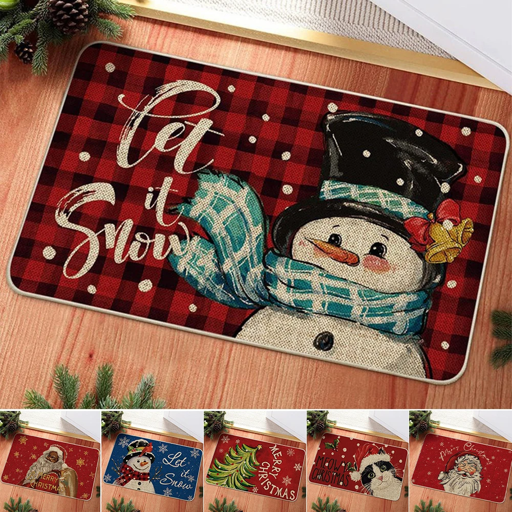 

Christmas Carpet Home Living Room Bedroom Room Decoration Carpet Flower Print New Year Festive Anti-Slip Door Mat 바닥재