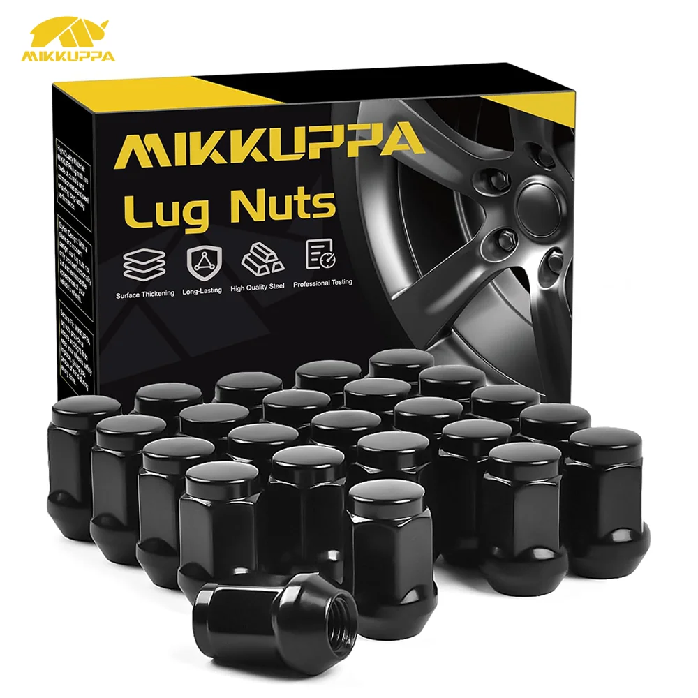 

MIKKUPPA 24PCS M12x1.5 Steel Lug Nuts Black Closed End Anti-Rust Wheel Accessories Lug Nut Kit Universal Fit for Car Truck SUV