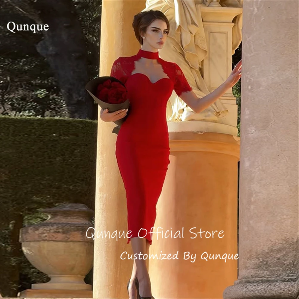 

Qunque Red Sweetheart Floral Evening Dresses Satin Cut Out Dress Party Night Mermaid Vestidos De Fiesta Elegantes Customized