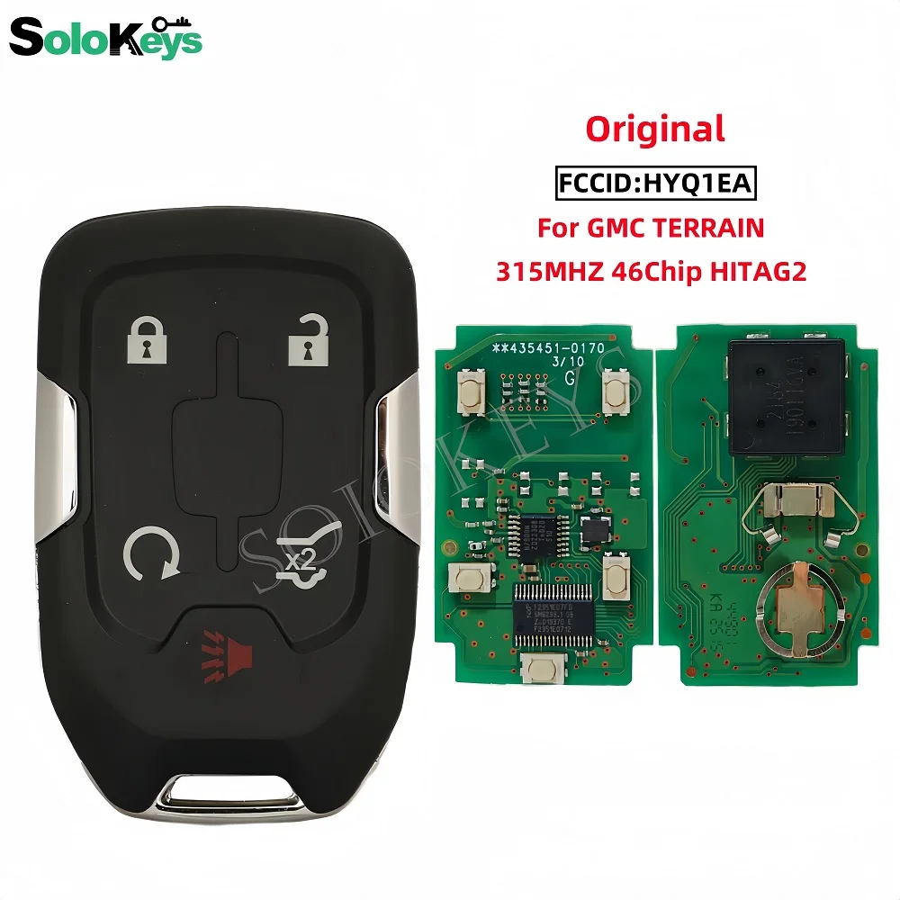 SOLOKEYS FCCID:HYQ1EA 13522899 For 2022 GMC TERRAIN Original Keyless Smart Remote Key 5 Buttons 315MHZ 46Chip HITAG2 With LOGO