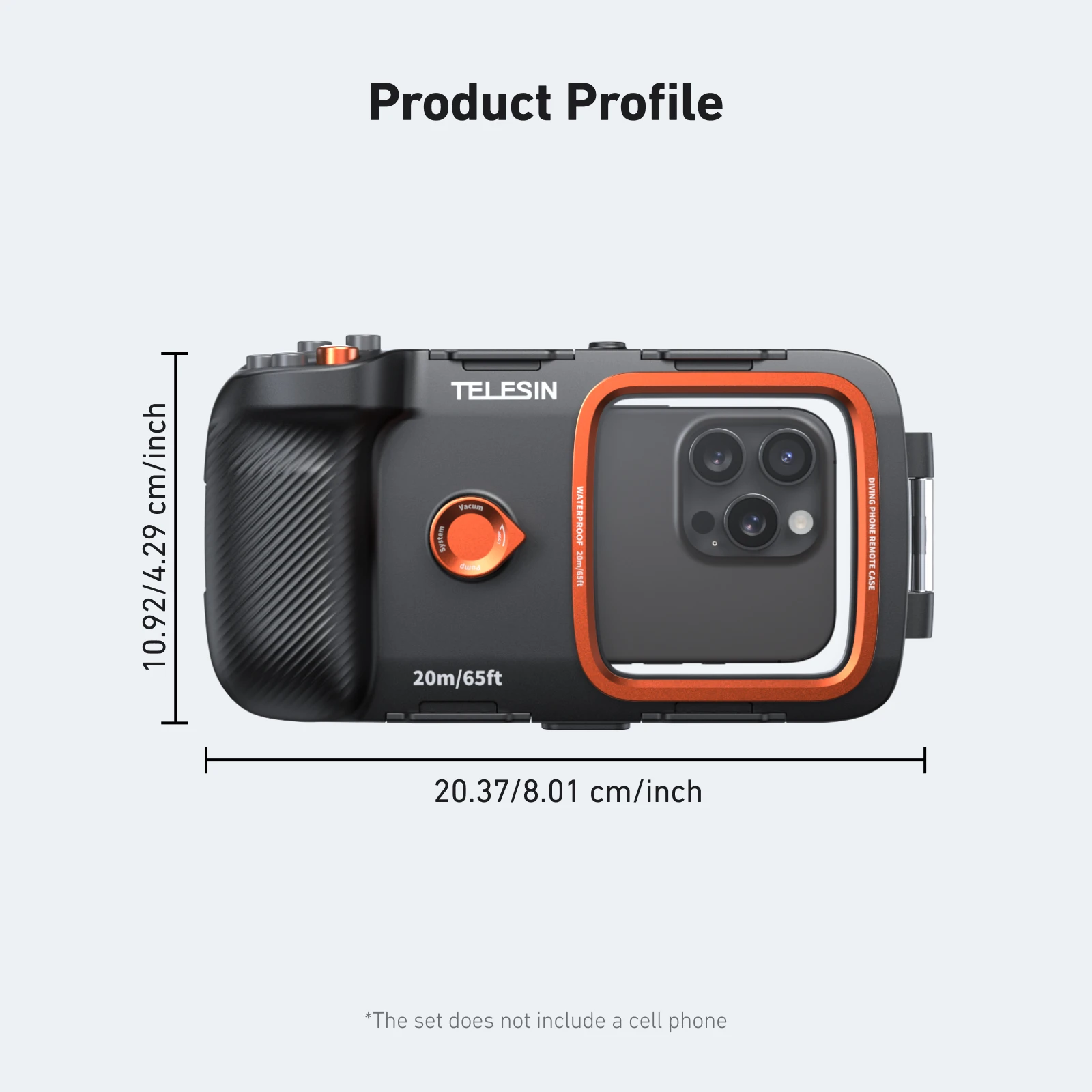 Telesin 20m/65ft caso de fotografia de mergulho universal bluetooth-compatível controle à prova dwaterproof água telefone mergulho escudo para subaquático