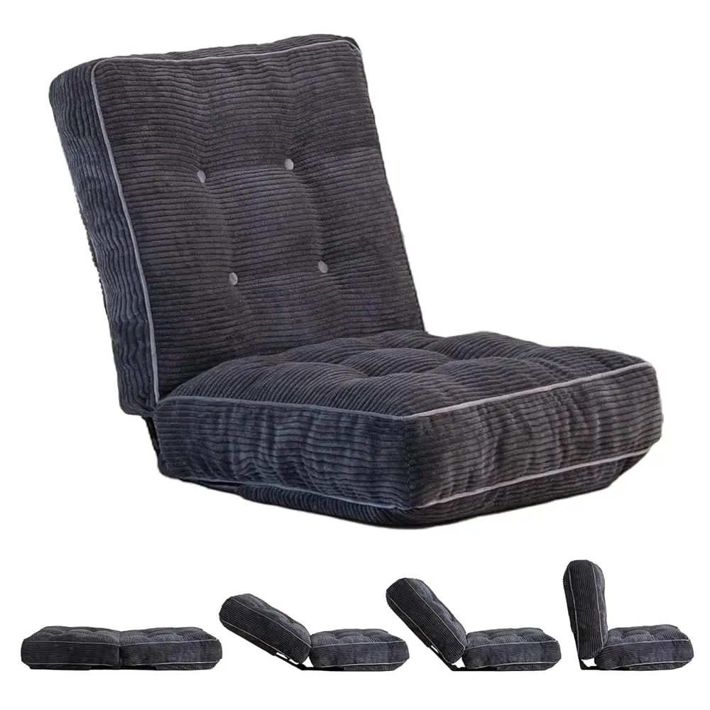 

Adjustable Floor Chair With Ba Support, Gaming Chair Floor Meditation Chair With Tufted Cushion, Adults Lounge Chair Folding