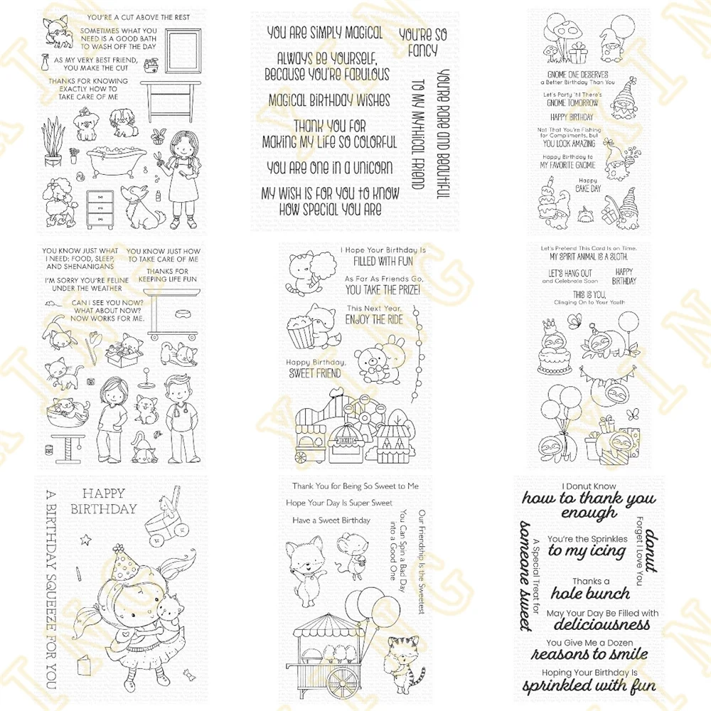 Hot Sale New Arrival Happy Birthday Sentiments Metal Cutting Dies Clear Stamps Scrapbook Diary Decoration Embossing Cut Dies