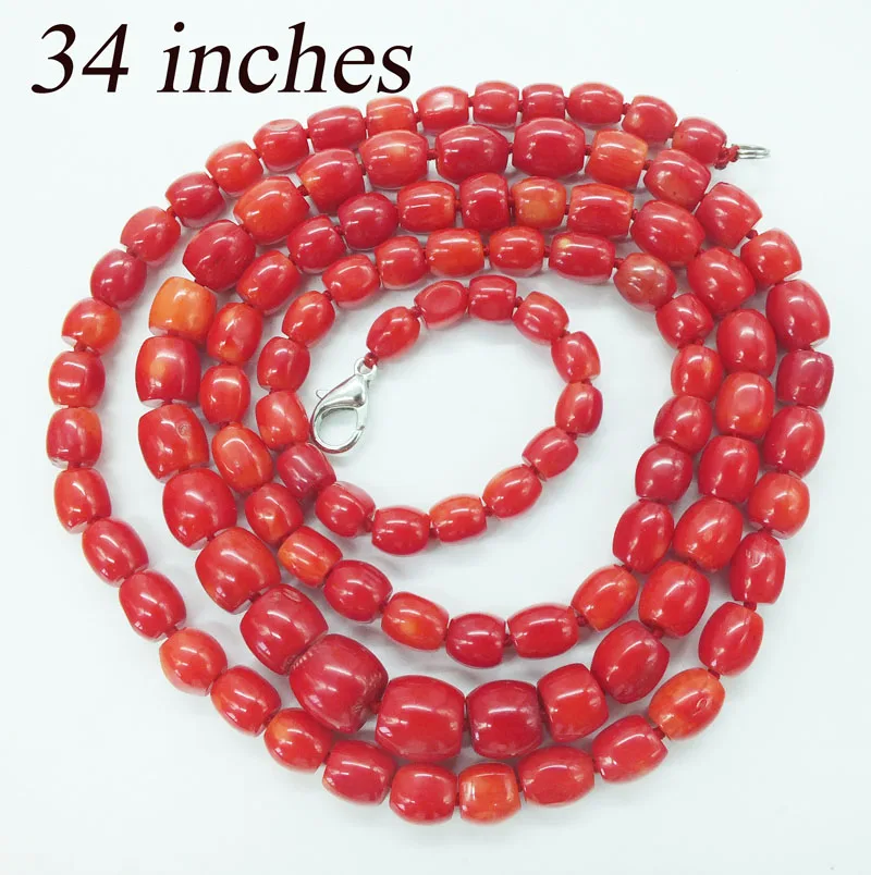 

34 inches! 6-10MM classic red coral necklace,