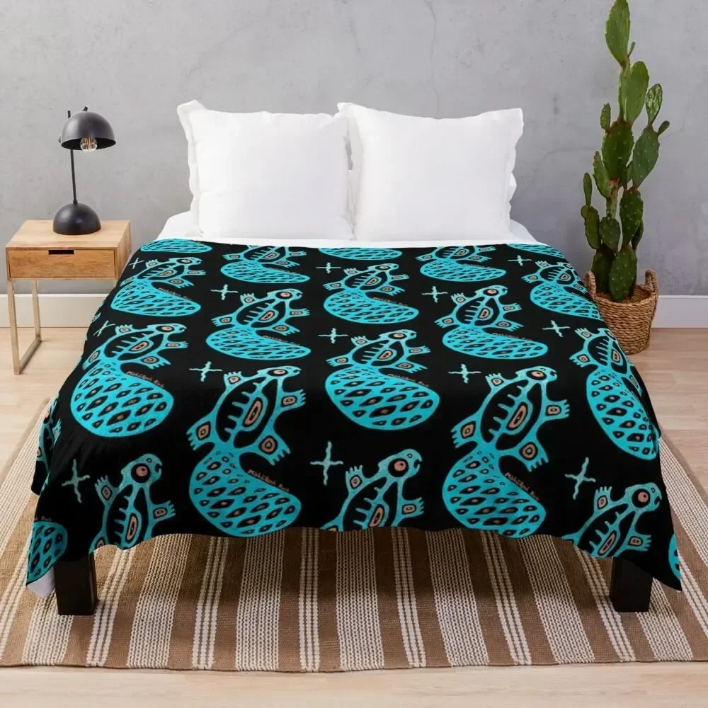 Teal beaver Throw Blanket for sofa Stuffeds Blankets