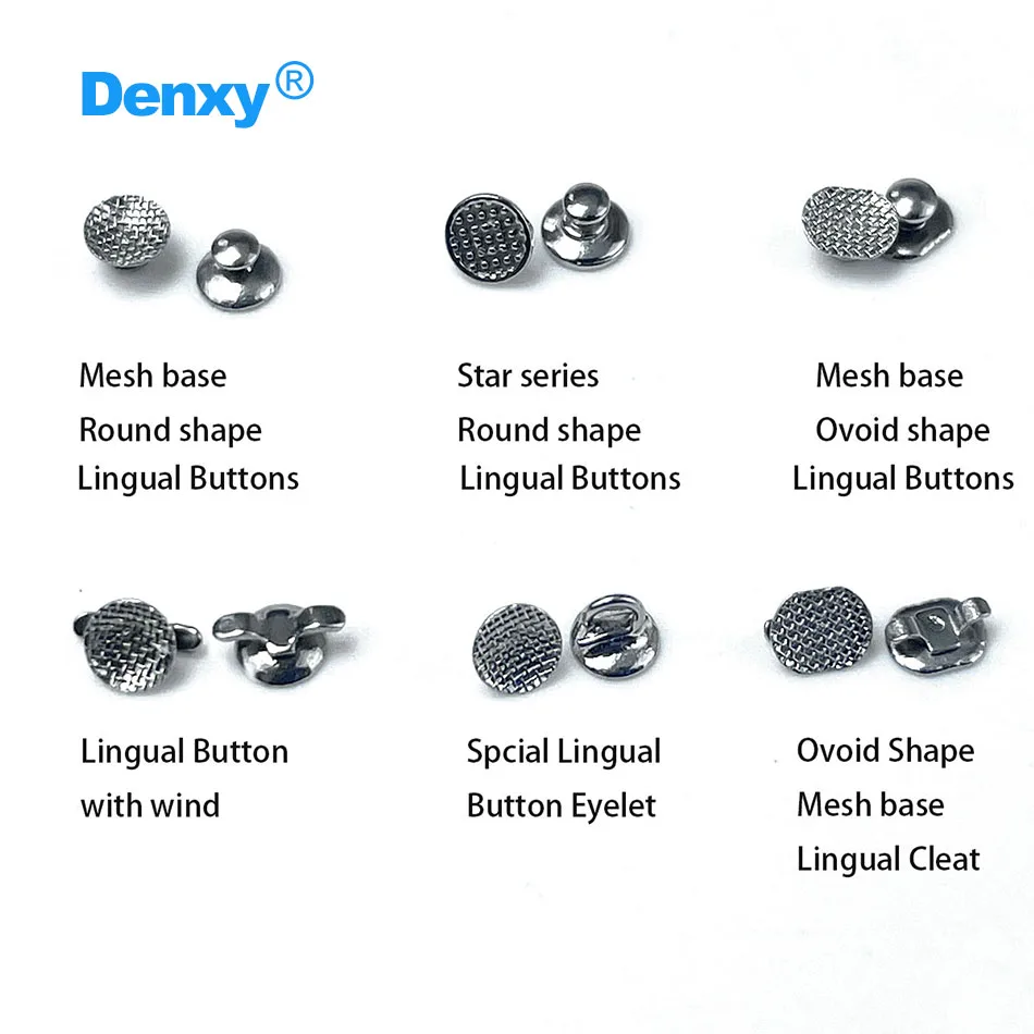 Denxy 50 Stück Dental-Lingual-Knöpfe aus Metallgitter mit glatter Basis, Öse, runder Cleat, rechteckiger MIM-Spezialknopf für kieferorthopädische Brackets – Detail 2