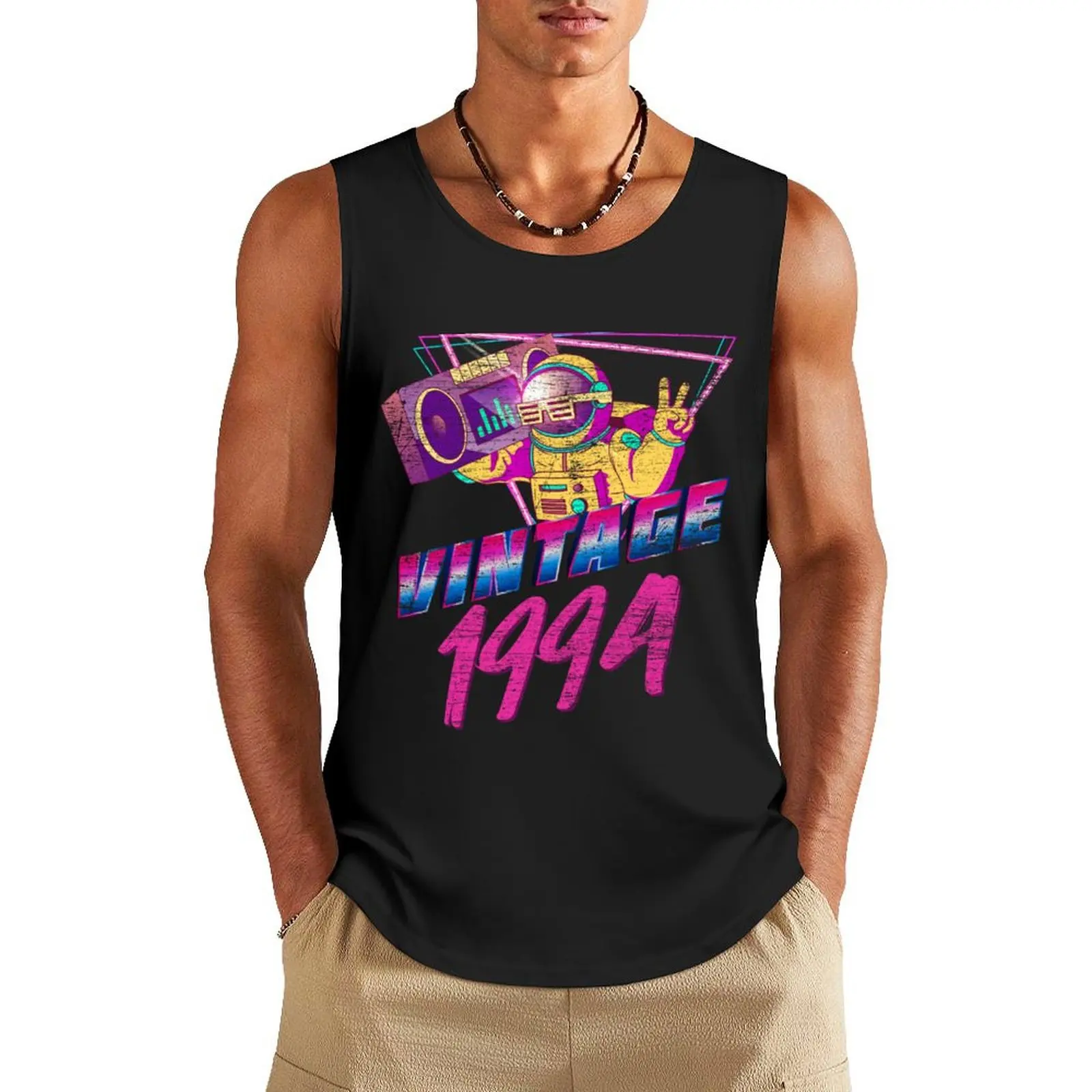 

Birthday Gifts - Vintage 1994 Tank Top Vest male T-shirt Men's gym tops