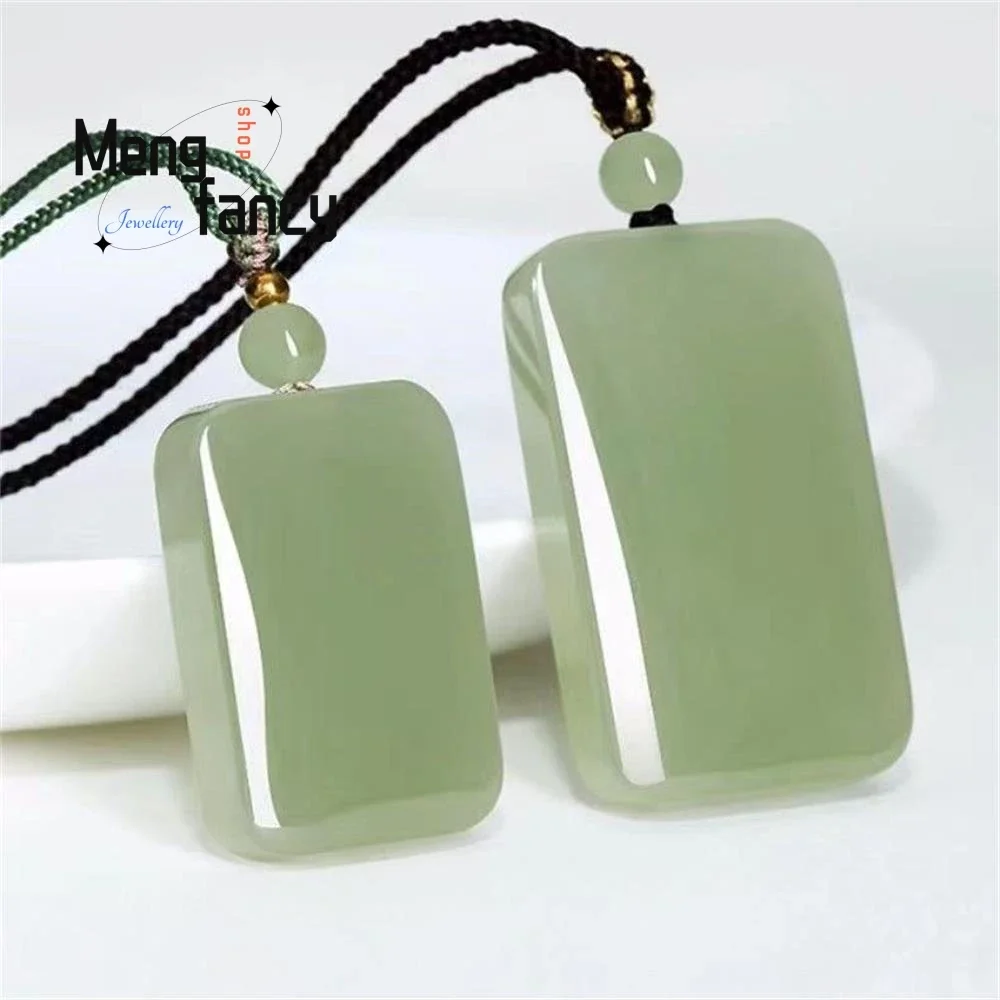 

Natural Hetian Green Jade Safe and Sound Plaque Pendant Simple Exquisite Fashion Jewelry Handicraft Couple Luxury Holiday Gifts