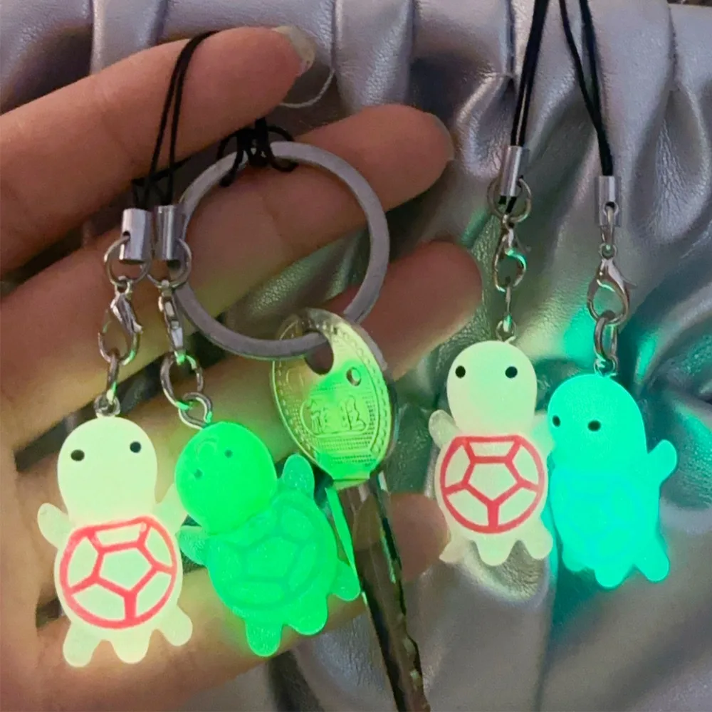 10/5/2pc Luminous Cartoon 3D Turtle Keychain Candy Color Animal Charms with Key Ring Kid Toys Student Diy Backpack Decor Gifts