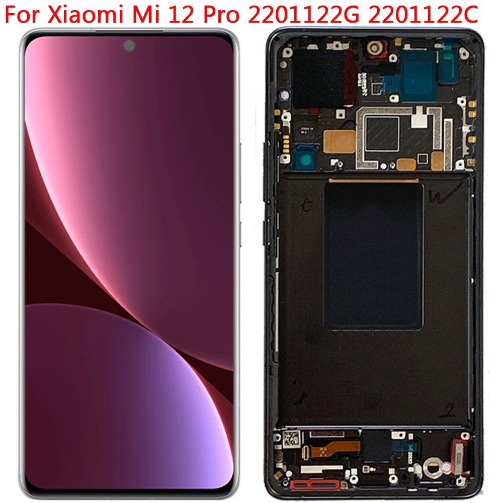 For Xiaomi Mi 12 Pro LCD Screen Display With Frame 6.73“ Mi 12 Pro 2201122C 2201122G Display Touch Screen LCD Parts