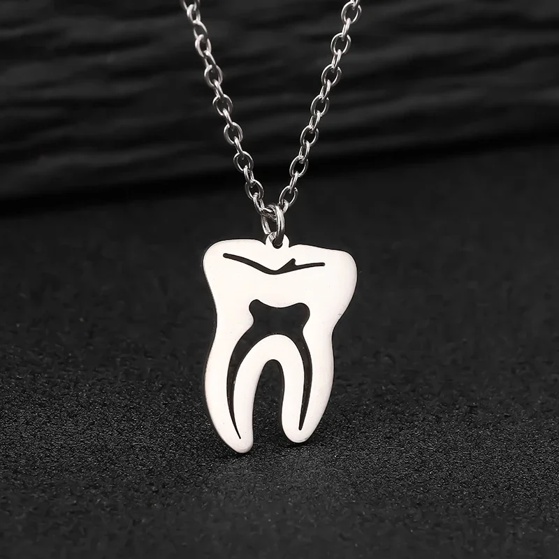 Stainless Steel Necklaces Wisdom Teeth Pendants Chains Aesthetic Choker Fashion Male Necklace For Women Jewelry Party Girl Gifts