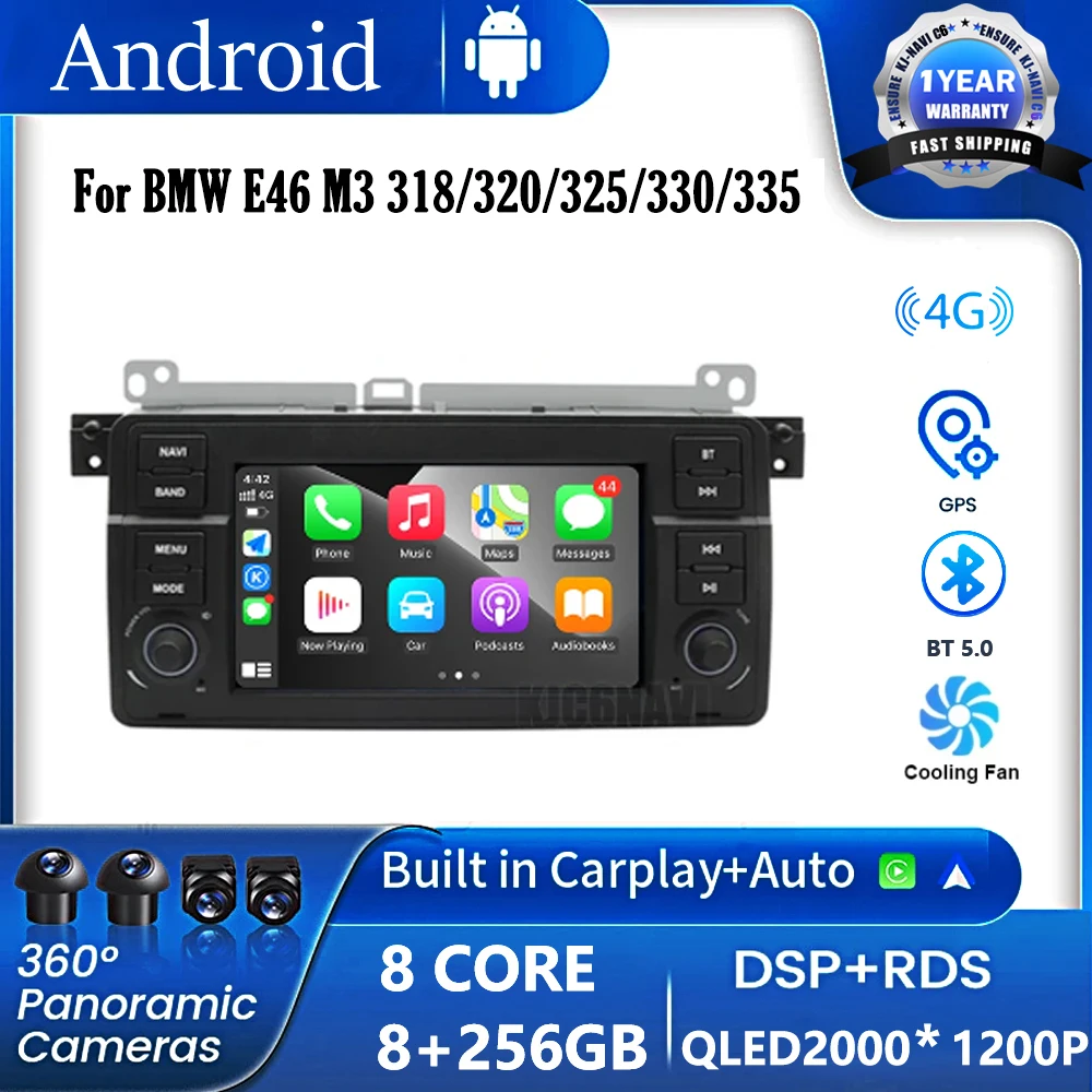 

Android OS Wireless Carplay Android Auto Car Radio For BMW E46 M3 318/320/325/330/335 Multimedia GPS autoradio 4G WIFI DSP BT